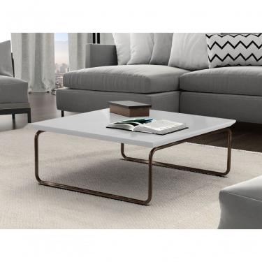 Imagem de Mesa de Centro Kairos Quadrada MDF Metal Pintado 70CM Laca Branco Lar Flex Móveis