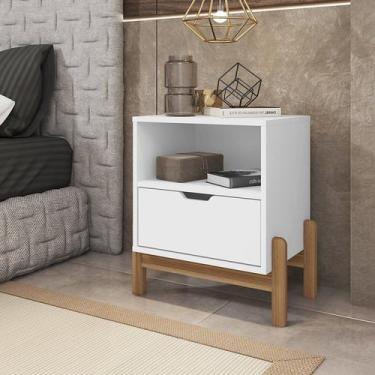 Imagem de Mesa de Cabeceira 1 Gavetas 52x58cm Antares Branco - Casa D