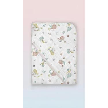 Imagem de Toalha Bebê C/ Capuz Algodão Estampa Sereia Absorvente - Congratulatio