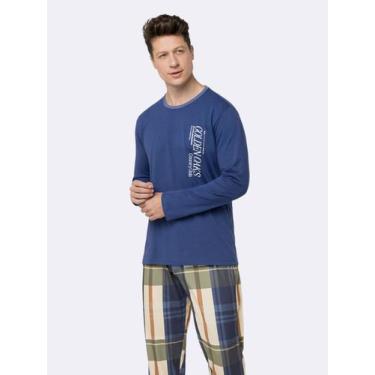 Imagem de Pijama Manga Longa Masculino Midnight Heritage - Veggi, Azul, P, Mascu