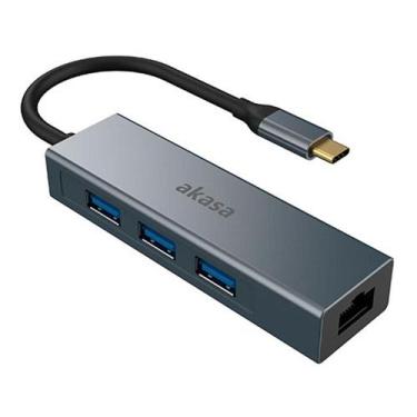 Imagem de HUB USB-C - 3 Portas USB 3.1 - 1 Porta RJ45 - Akasa AK-CBCA20-18BK