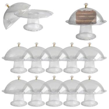 Imagem de 10 Pratos Bandeja Para Bolo e Doces Boleira Com Tampa - Inter