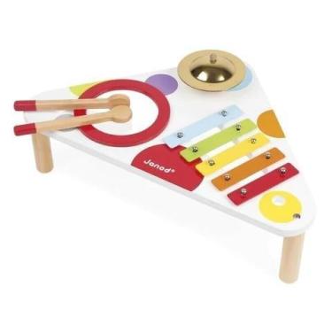 Imagem de Mesa Musical Xilofone Prato Tambor Brinquedo Madeira Janod