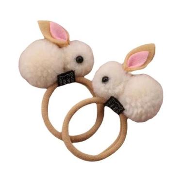 Imagem de Elásticos De Cabelo Com Orelhas De Coelho Peludas Para Meninas, 2 Peça