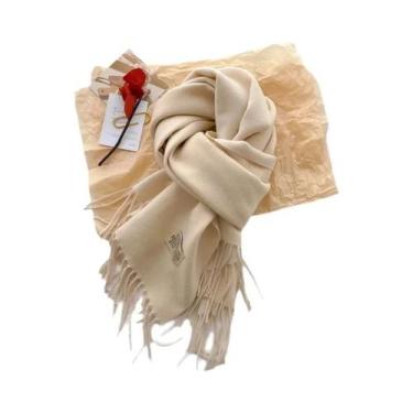 Imagem de Cachecol De Cashmere Dupla Face Quente Com Franjas Em Diferentes Cores