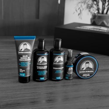 Imagem de Barba Robusta Kit Para Barba Shampoo + Condicionador + Balm + Óleo + Cera Cuidados para Barba com Ativos que Aceleram o Crescimento da Barba