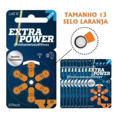 Imagem de 60 Baterias / Pilhas Para Aparelho Auditivo - Tamanho 13 - Extra Power