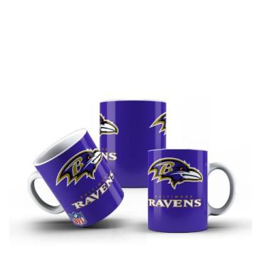 Imagem de Caneca Branca Porcelana Baltimore Ravens Nfl Futebol Americano + Caixi