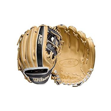 Imagem de Wilson Luva de beisebol 2022 A2K SC1786 29 cm Infield - Loira/Gunmetal, arremesso de mão direita