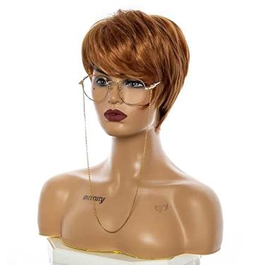 Imagem de Perucas femininas sintéticas lisas, mistas, estilo perucas curtas para mulheres negras, cabelo resistente ao calor, perucas de cabelo humano natural livre (compra em atacado: 1 peça, cor: Y)