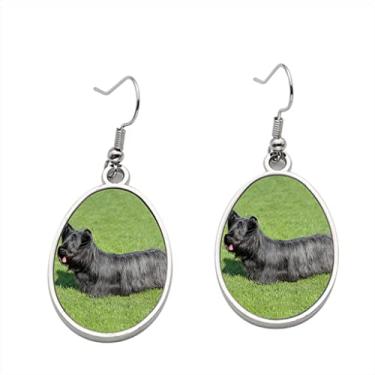 Imagem de Brinco de grama verde Skye Terrier preto - Brincos pendurados para meninas - Presente de festa de aniversário dos namorados