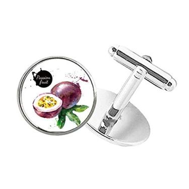 Imagem de DIYthinker Abotoaduras Passion Fruit Tasty Healthy Aquarela com botão redondo