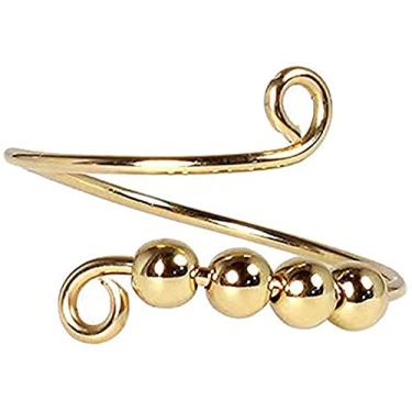 Imagem de Anel de miçangas giratório para mulheres – anel feminino de micromovimento, com espiral de virada única, anel antiestresse, ansiedade, artesanato, inspirações, brinquedos para alívio de estresse, Cobre