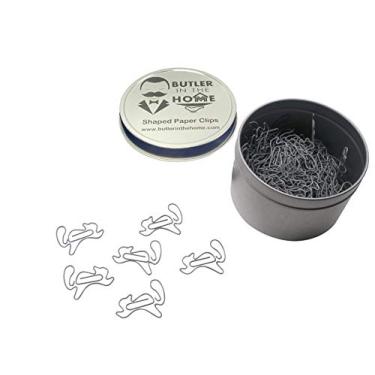 Imagem de Butler in the Home 100 clipes de papel em forma de esquilo ótimos para colecionadores de clipe de papel ou presente de escritório – vem em lata redonda com tampa e caixa de presente, Cinza