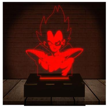 Imagem de Luminária Led Abajur  3D  Vegeta Dragon Ball Z - Rb Criações
