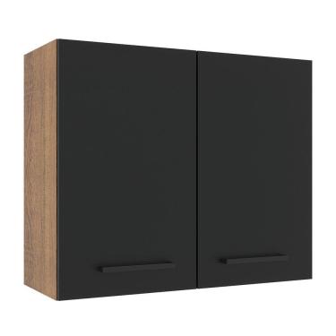 Imagem de Armário Aéreo Madesa Agata 80 cm 2 Portas - Rustic/Preto