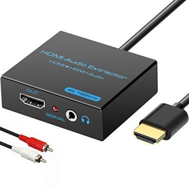 Imagem de VPFET Conversor adaptador divisor de áudio HDMI 4K 3,5 mm com saída estéreo AUX RCA L ou R compatível com saída estéreo 1080p 3D compatível para PS4 Fire Stick Blu Ray Player etc