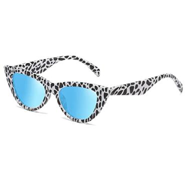 Imagem de Olhos de gato moda óculos de sol feminino vintage óculos de designer de luxo para óculos polarizados uv400, lente azul gelo, como imagem