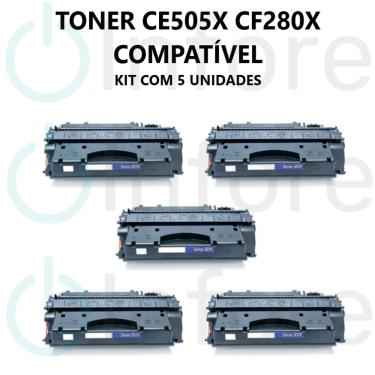 Imagem de 5 Un Toner Compatível CE505X CF280X para Laserjet P2055 P2055N P2055DN P2055X Preto 6.9k
