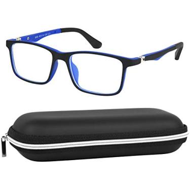 Imagem de Óculos de computador para crianças, filtro de bloqueio de luz azul, videogames, tablets, dispositivos eletrônicos protegem contra fadiga ocular para meninos e meninas (capa preta e azul incluída)