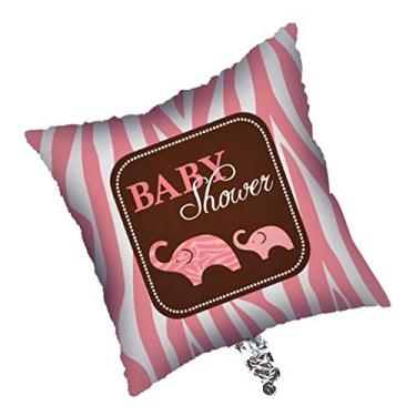 Imagem de Creative Converting Balão metálico quadrado rosa balão de chá de bebê, safári selvagem, 45 cm