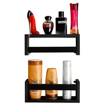Imagem de Prateleira suporte para banheiro lavabo Preta 2 peça