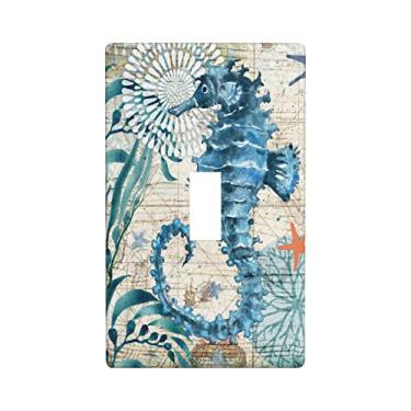 Imagem de Capa de interruptor de luz única para decoração de parede Oceano Cavalo marinho Capas para quartos loja