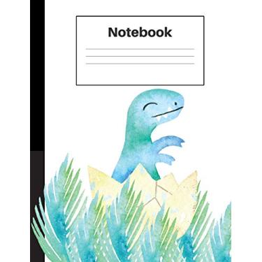 Imagem de Notebook: Dinosaur Tyrannosaurus Rex, Baby T Rex, Blue Ferns, Handwriting, Notebook Home Office School Student Teacher Homeschool, 7.4 x 9.7 in, 200 pages kids, school, home, students, teachers