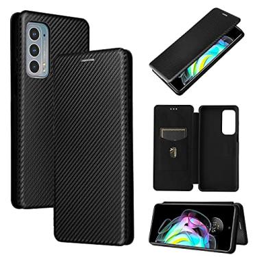Imagem de YUNCHAO Caixa de telefone Para Motorola Edge 20 textura de fibra de carbono Flip Horizontal TPU + PC + PU Couro com slot de cartão capa para celular