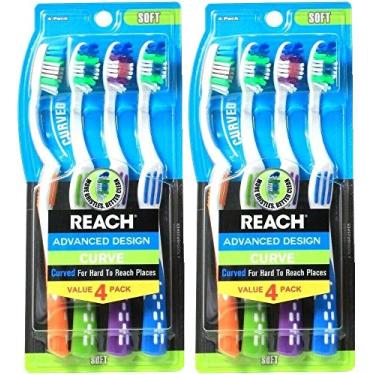 Imagem de Escovas de dentes macias curvas de design avan ado da Reach, 4 unidades (pacote com 2) total de 8 escovas de dentes, as cores podem variar