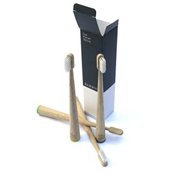 Imagem de Escovas de dentes de bambu biodegradáveis | Escova de dentes 100% natural | Resistente, cerdas de plantas macias/médias | Vegano | Design recomendado por dentistas | Embalagem biodegradável