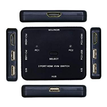 Imagem de 2 portas HDMI Switcher 2 portas USB KVM Switch 2 em 1 Out HD Switch USB Teclado Mouse Dispositivo de Compartilhamento para Computador, PC, Laptop, Desktop, Monitor, impressora, teclado, controle de mouse