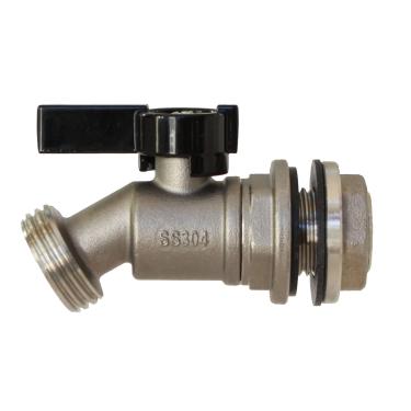Imagem de RAINPAL RBS006 Spigot de aço inoxidável para barril de chuva (válvula de bola, virada um quarto de rotação)