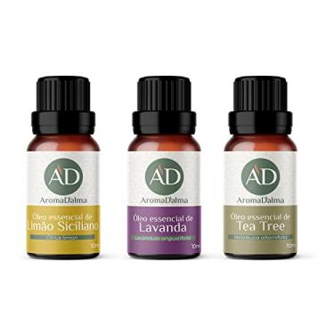 Imagem de Kit 3 Óleo Essencial para Aromaterapia - Lavanda, Limão Siciliano e Tea Tree (Melaleuca) | Lavanda relaxa. Limão Traz Foco e Tea Tree é estimulante - Aroma D’alma