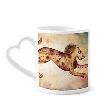 Imagem de Caneca de café cerâmica com a constelação do zodíaco de julho de agosto de leão copo de coração de vidro