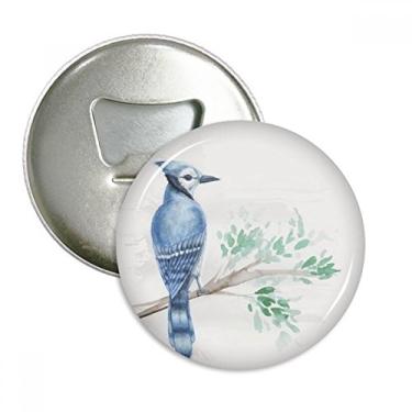 Imagem de Ramo folha azul papagaio abridor de garrafas ímã de geladeira emblema multifuncional