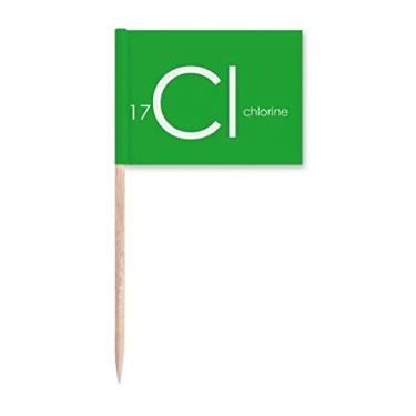 Imagem de Elementos Químicos Mesa Período Halógenos Elemento Cloro Cl Bandeiras de Palito de Dente Marcador Topper Decoração de Festa