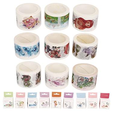 Imagem de Fita Adesiva Decorativa, 9 Rolos de Fita de Papel Japonesa, Conjunto de Fita Larga Desenhada à Mão, Fita Decorativa Artesanal para álbum Manual de Bricolage