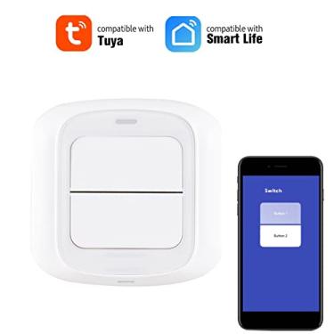 Imagem de HUIOP Interruptor de cena inteligente,Interruptor de cena inteligente duplo Wifi botão para DIY Home Automation Scene Linkage APP Controle Remoto Interruptor de Luz Inteligente Eletrodomésticos Contro