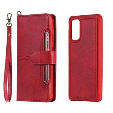 Imagem de Capa Carteira Flip para Samsung Note 20 Ultra Destacável Capa Magnética de Couro para Samsung Galaxy S21 Plus S20 Ultra S10 S22 Vermelha para Samsung S10 Plus