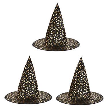 Imagem de ABOOFAN 3pcs Star Props Cap Photo Hat Wizard Creative Decoration and Costume Cloth Men Party Wicked Prop Halloween Headdress Caps Witch Wide Moon Holiday Women Oxford Pointy Pointed