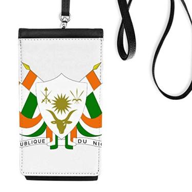 Imagem de Bolsa de celular com emblema nacional da África Niger Africa bolso preto