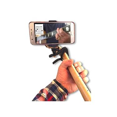 Imagem de Capo de guitarra para smartphone | Suporte para celular compatível com Android e iPhone | Suporte para celular I-Po para auxiliar músicos | Guitarras elétricas ou acústicas