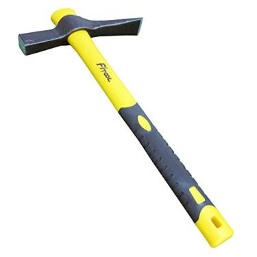 Imagem de Martelo de maçons forjados, martelo de cortador de tijolos sólido de 680 g, martelo de cortador de mate maciço, ferramenta de maçonaria martelo geológico de 38 cm, martelo de lascas de 45 kg