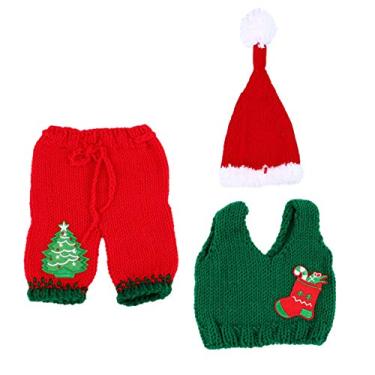 Imagem de de Natal para bebês recém-nascidos, de Papai Noel, malha de crochê, calça, acessório para fotografia