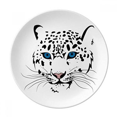 Imagem de Prato decorativo de porcelana salver com cabeça de tigre branco para jantar