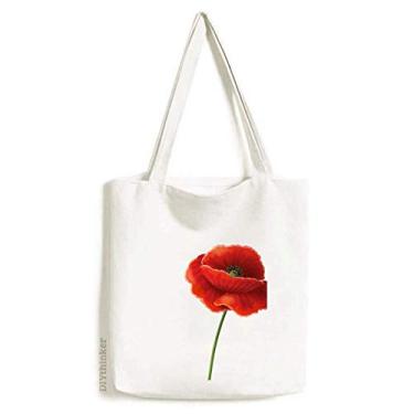 Imagem de Simplicity Sacola de lona com pintura artística de flor vermelha bolsa de compras casual bolsa de mão