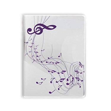 Imagem de Caderno de notas musicais roxas da Flappg com capa de goma branca e capa macia