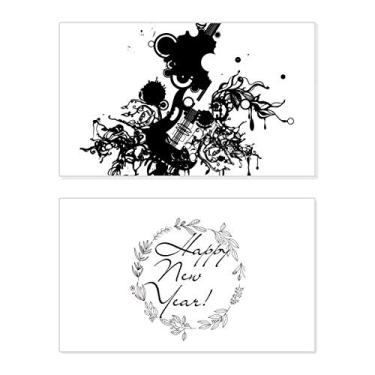 Imagem de Violão Instrumentos Musicais Padrão Louco Ano Novo Festival, Cartão de felicitações Bless Mensagem Presente