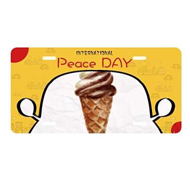 Imagem de DIYthinker Placa de carro com estampa de sorvete doce chocolate marrom etiqueta decoração de carro dia da paz